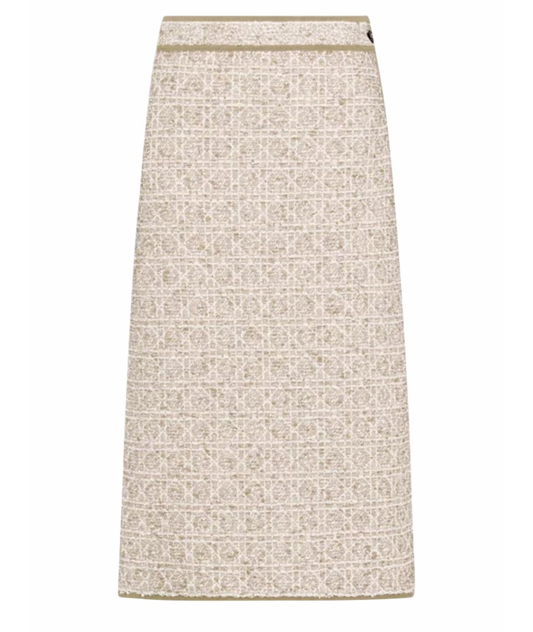 CHRISTIAN DIOR Бежевая хлопковая юбка миди, фото 1