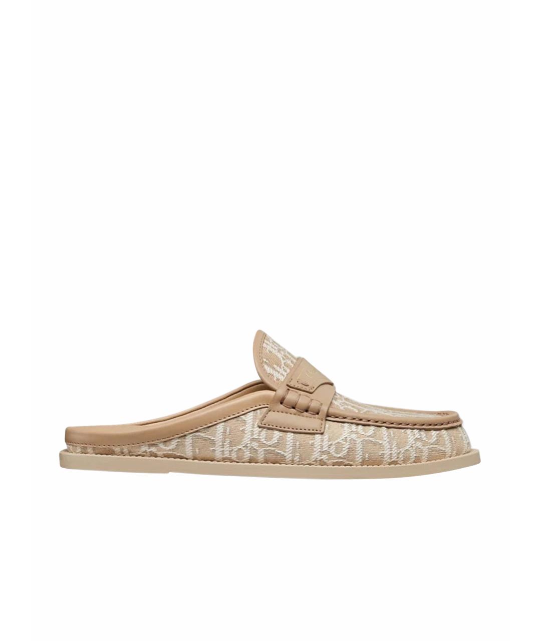 CHRISTIAN DIOR Бежевые текстильные сабо, фото 1