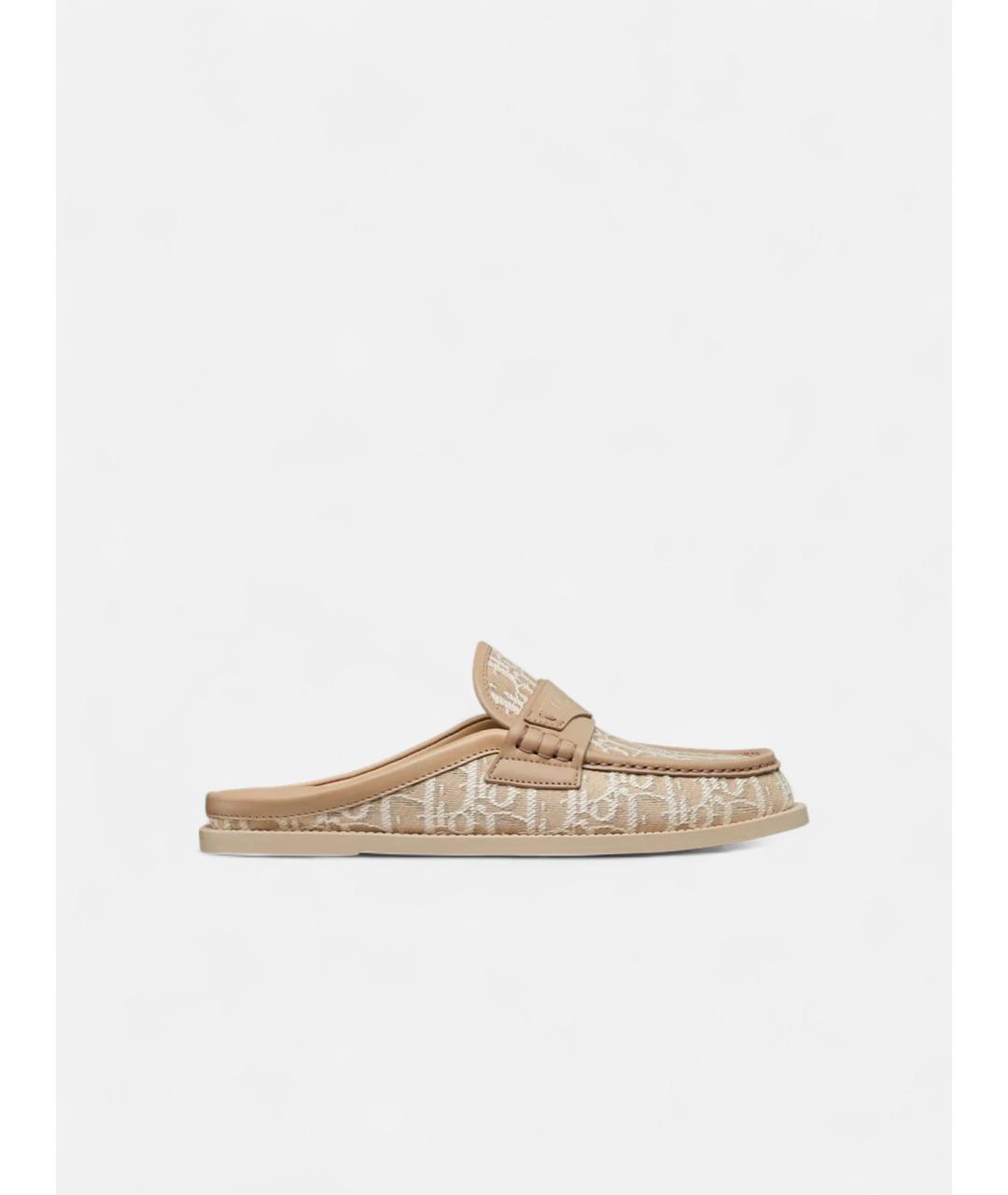 CHRISTIAN DIOR Бежевые текстильные сабо, фото 4