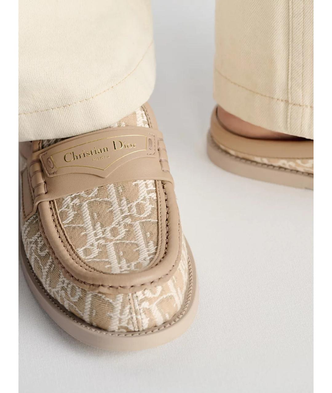 CHRISTIAN DIOR Бежевые текстильные сабо, фото 3