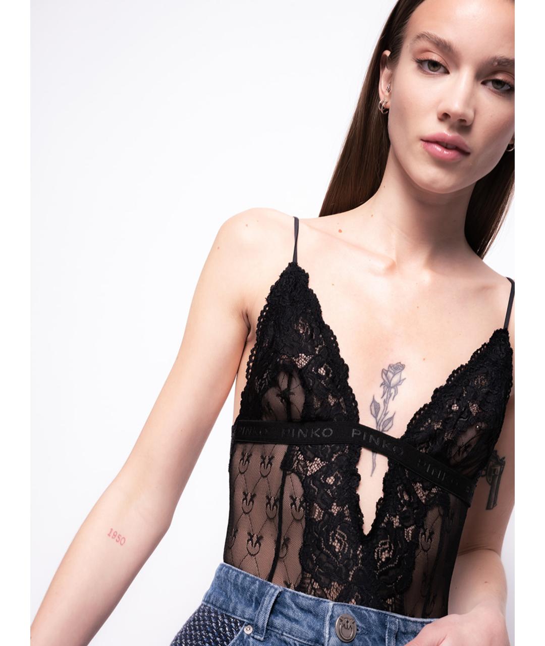 PINKO Черное полиамидовое боди, фото 3