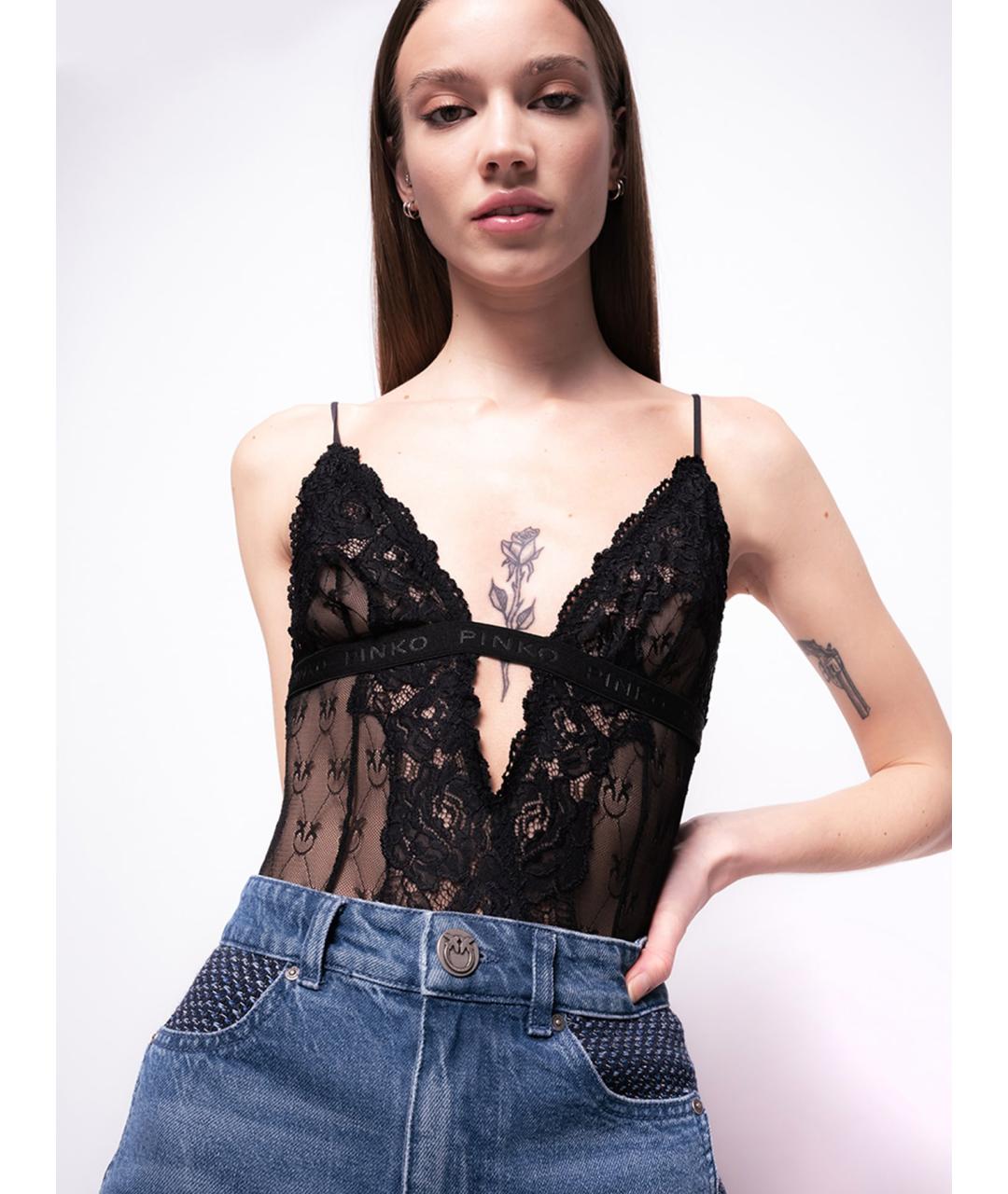 PINKO Черное полиамидовое боди, фото 2