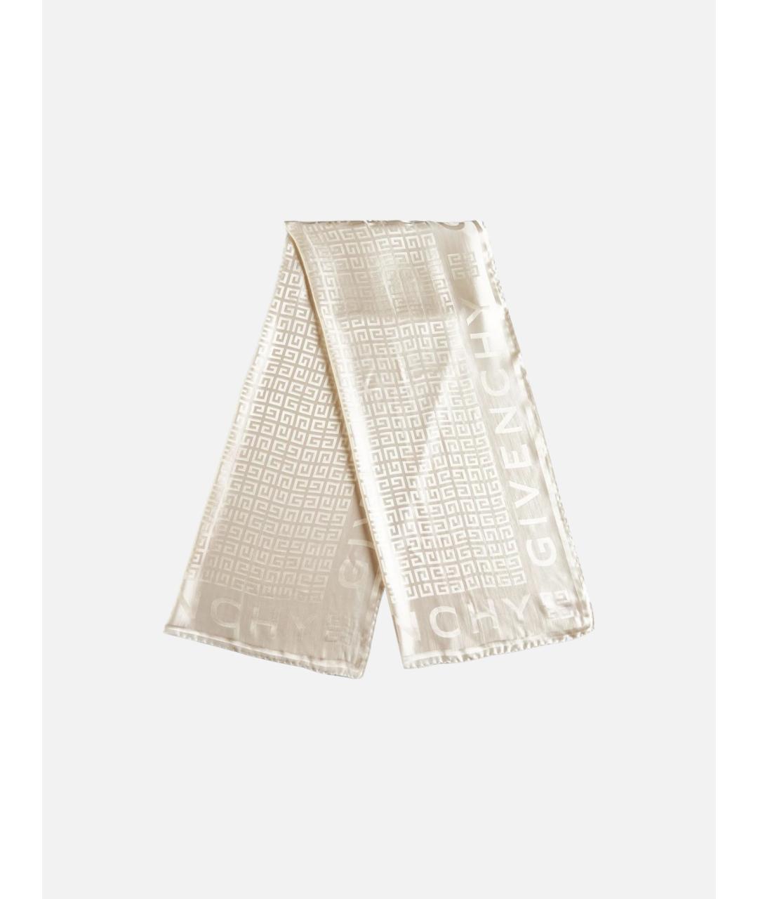 GIVENCHY Бежевый шелковый шарф, фото 2