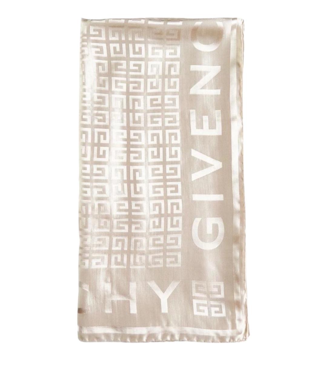 GIVENCHY Бежевый шелковый шарф, фото 1