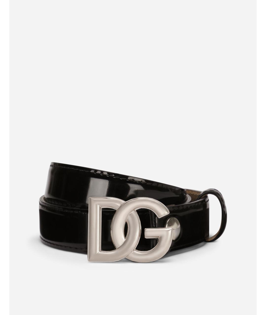 DOLCE&GABBANA Черный ремень из лакированной кожи, фото 4