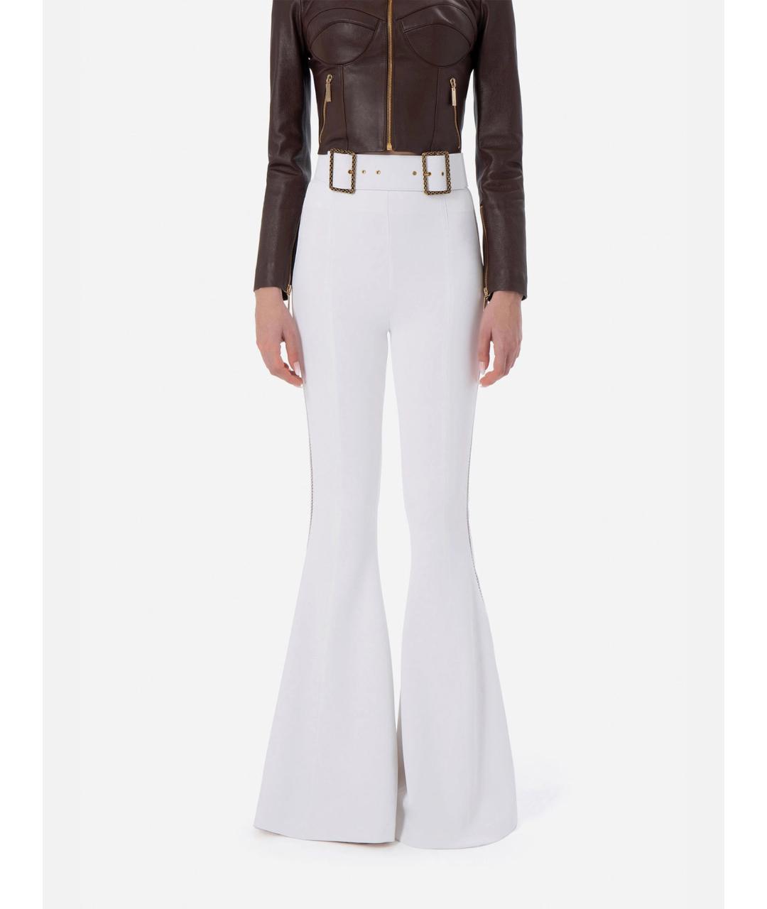 ELISABETTA FRANCHI Белые брюки широкие, фото 4