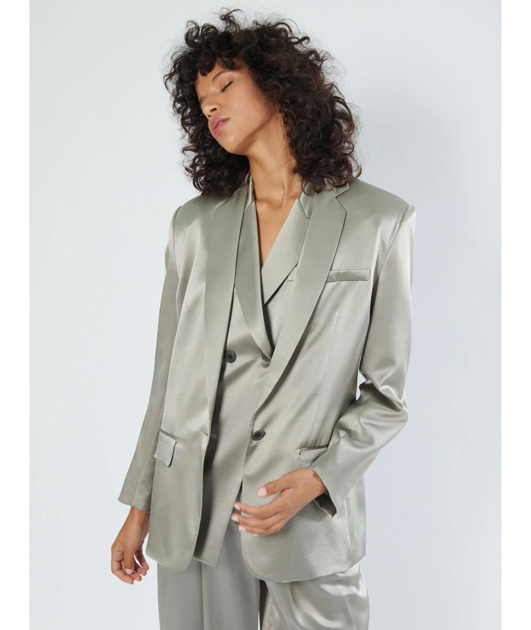 BARBARA BUI Серый шелковый жакет/пиджак, фото 4