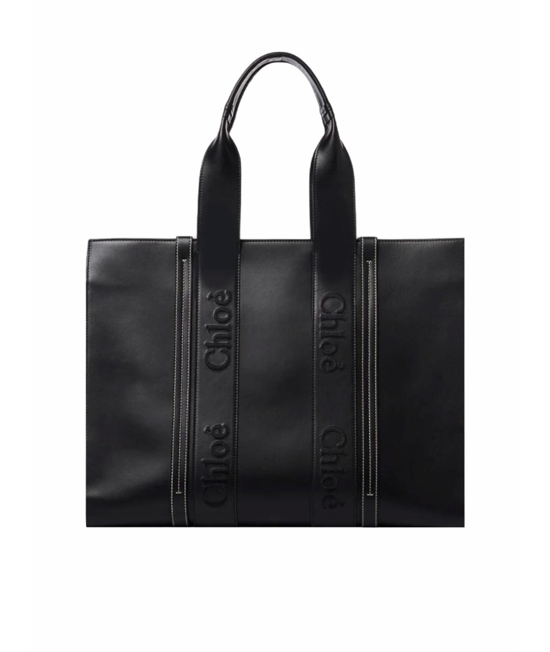 CHLOE Черная кожаная сумка тоут, фото 1