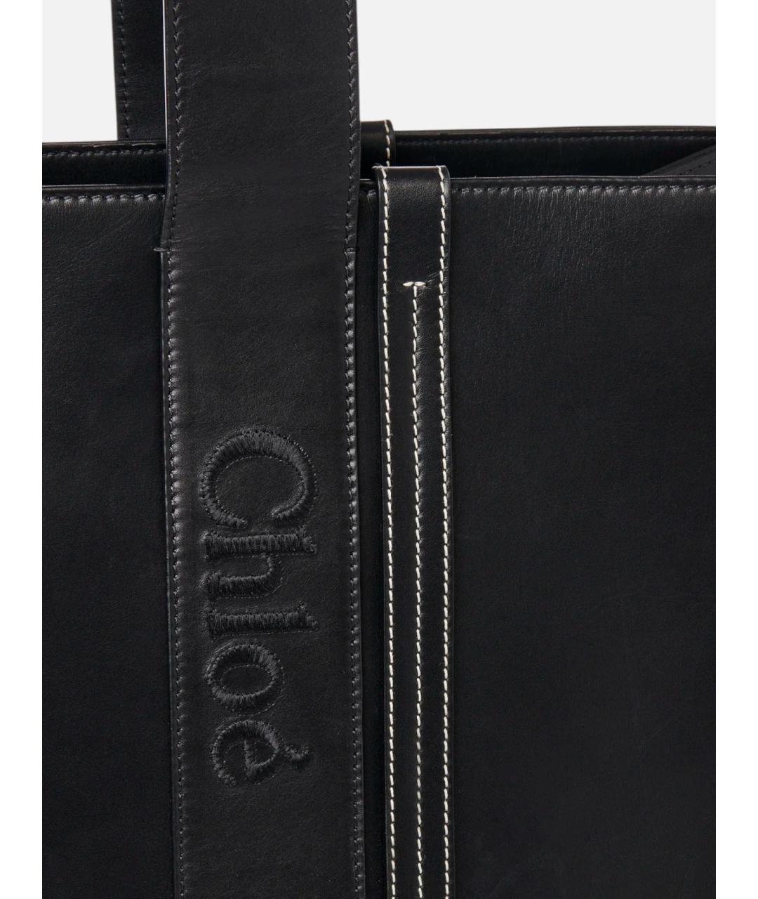 CHLOE Черная кожаная сумка тоут, фото 4