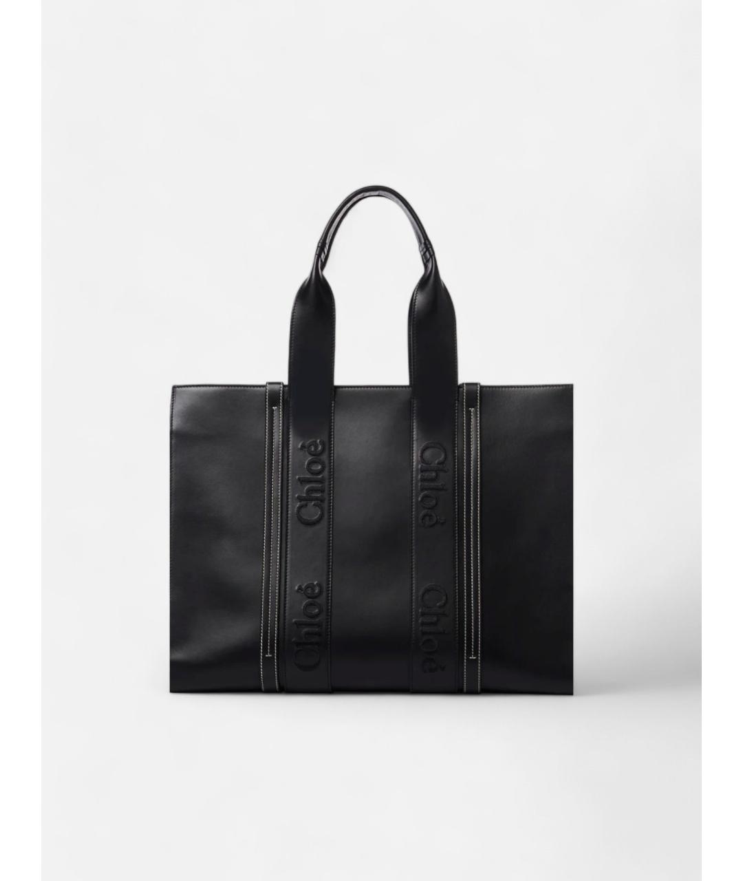 CHLOE Черная кожаная сумка тоут, фото 5