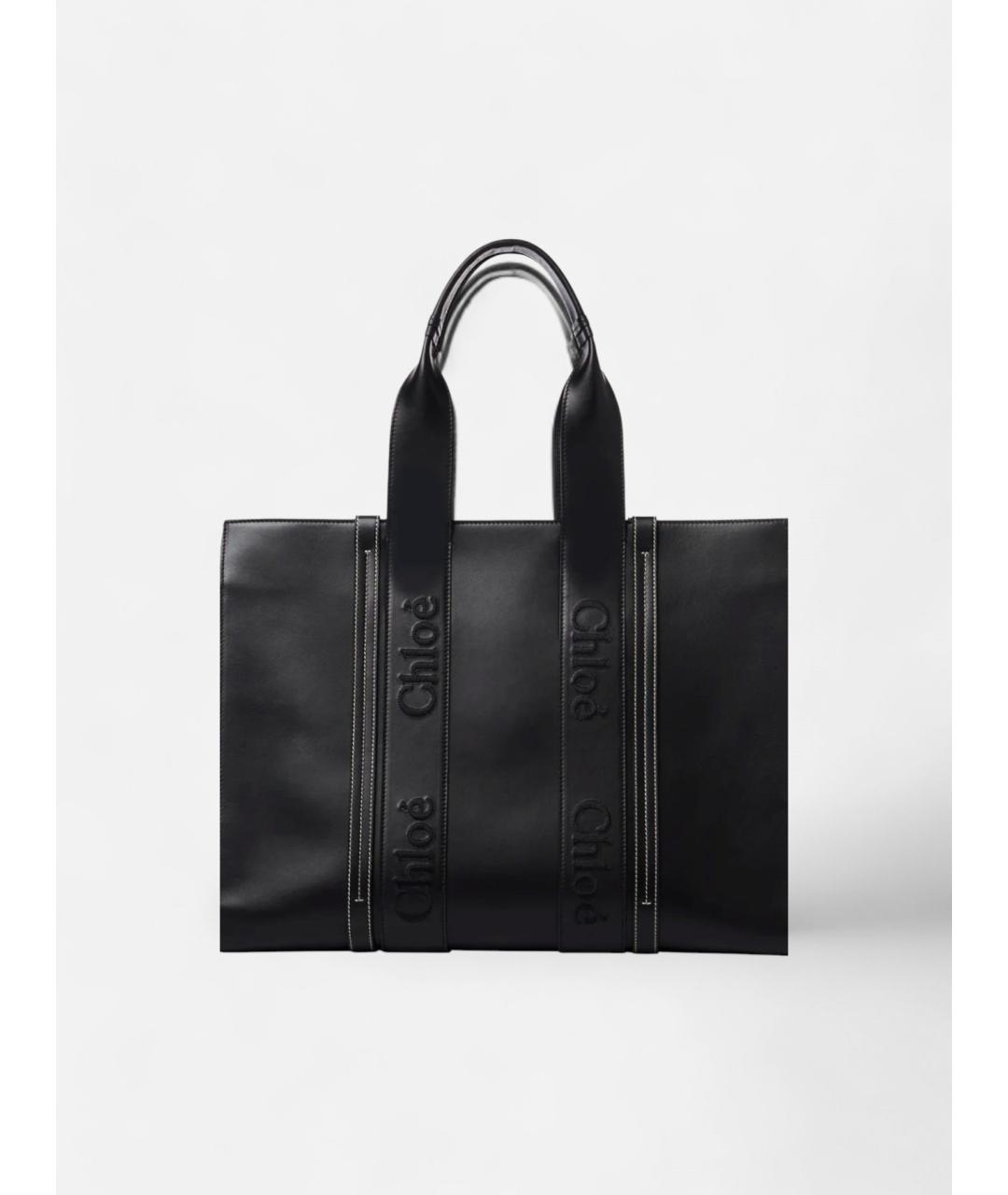 CHLOE Черная кожаная сумка тоут, фото 2