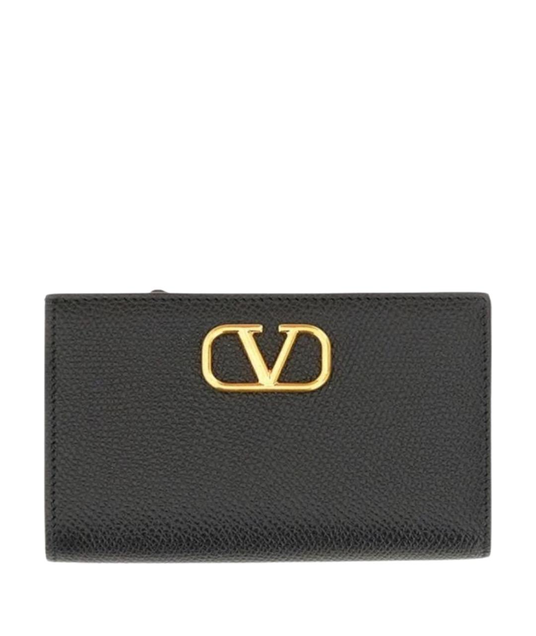 VALENTINO Черный кожаный кошелек, фото 1