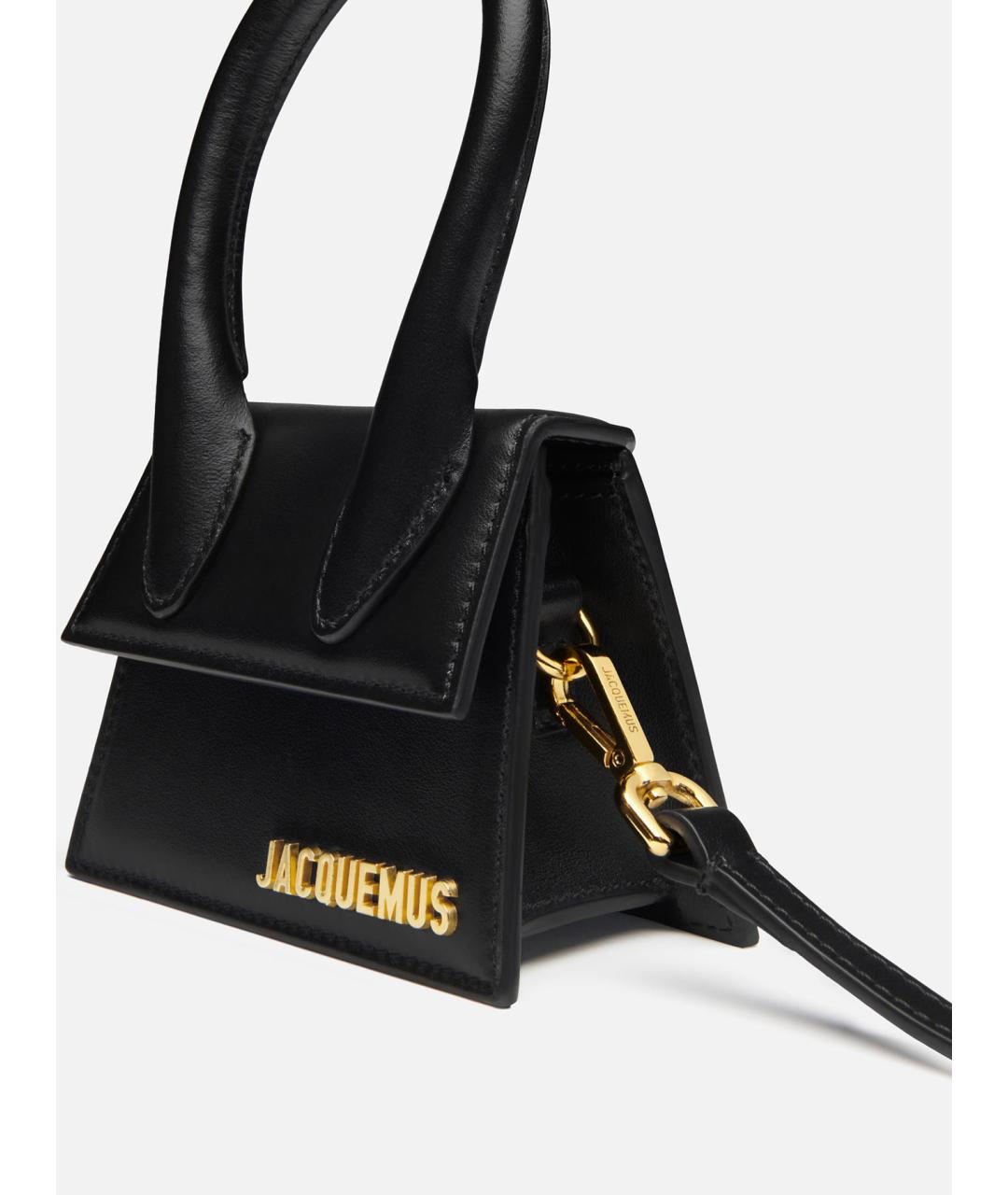 JACQUEMUS Черная кожаная сумка через плечо, фото 5