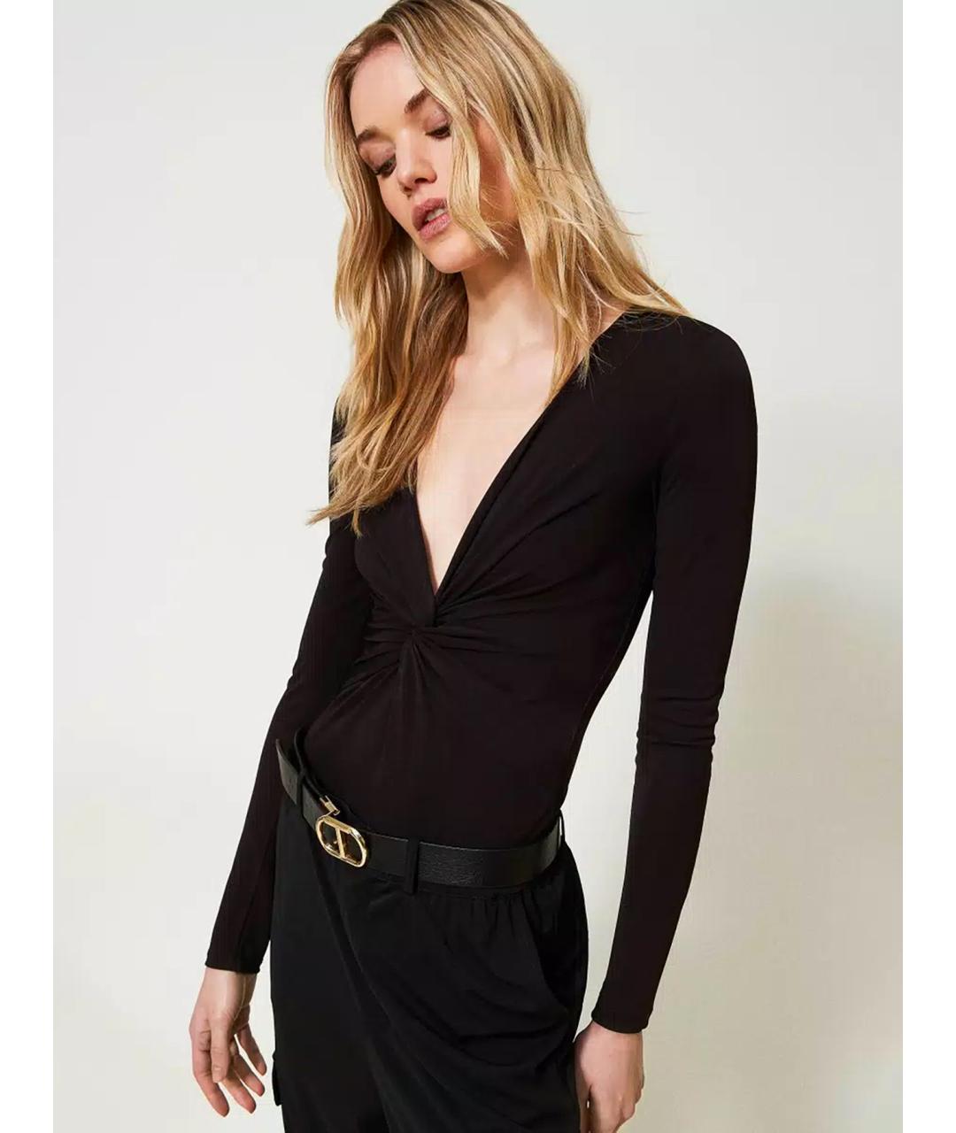 TWIN-SET Черное вискозное боди, фото 3