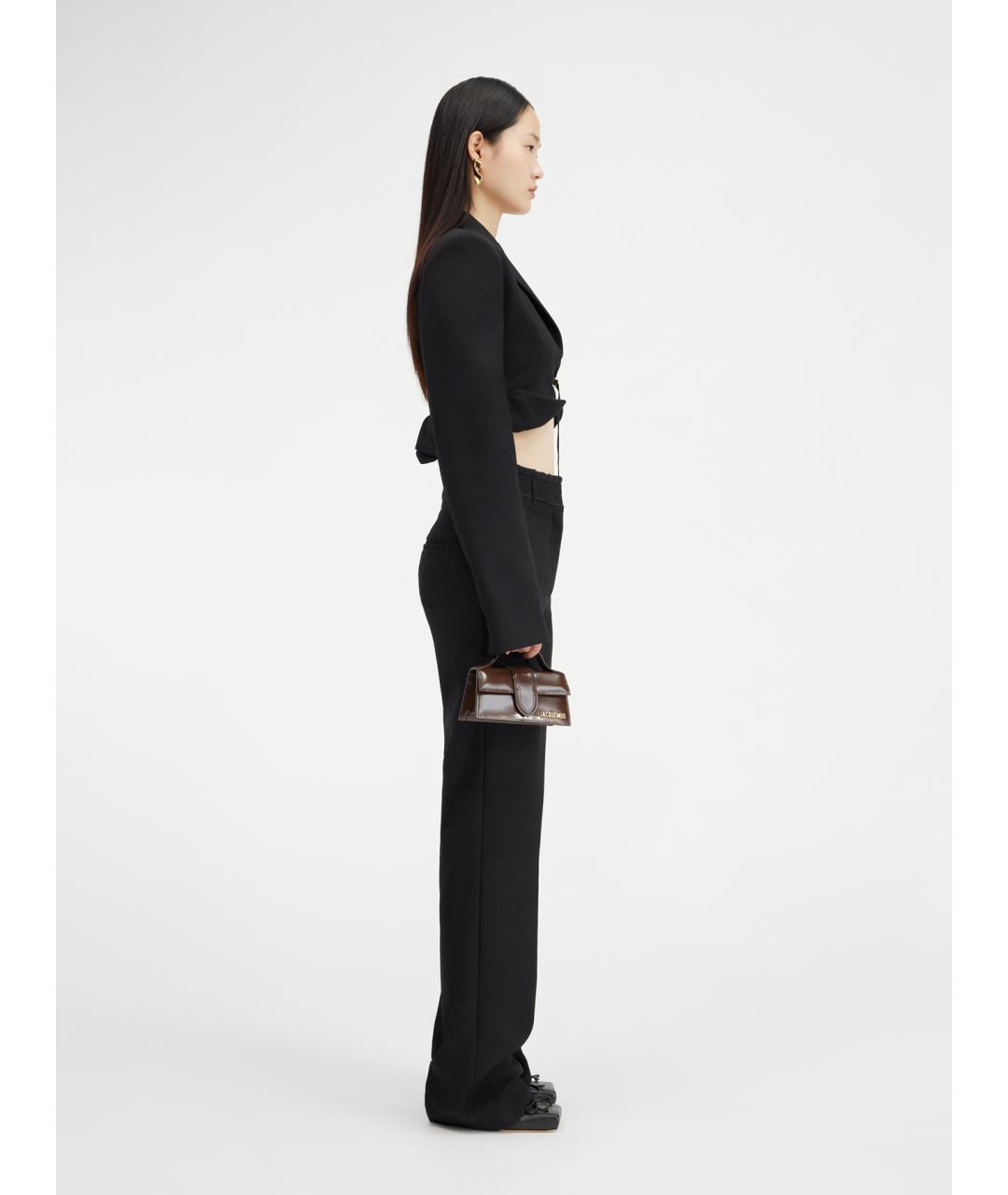 JACQUEMUS Черные шерстяные прямые брюки, фото 3
