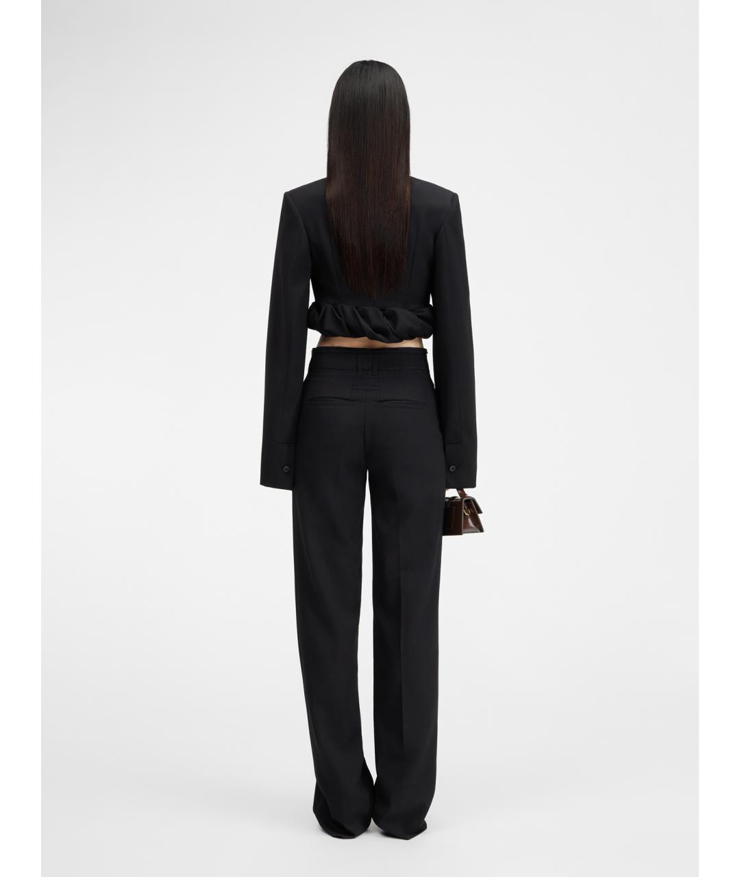 JACQUEMUS Черные шерстяные прямые брюки, фото 5