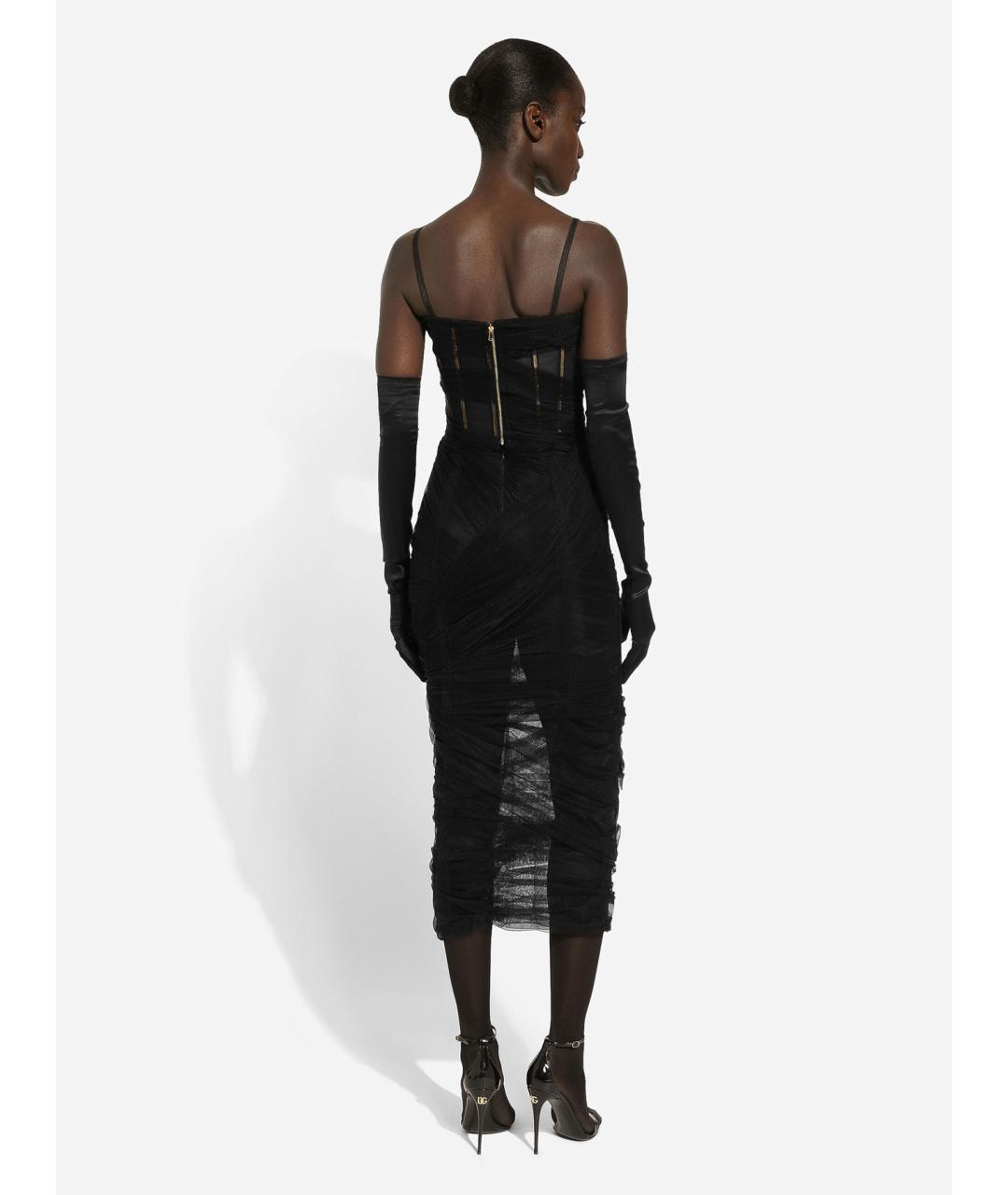 DOLCE&GABBANA Черное полиамидовое коктейльное платье, фото 4