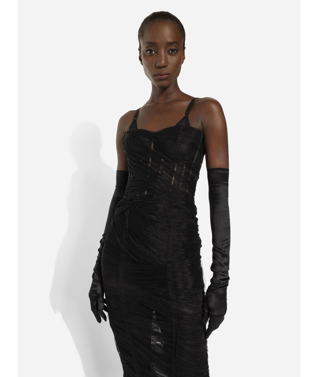 DOLCE&GABBANA Черное полиамидовое коктейльное платье, фото 3