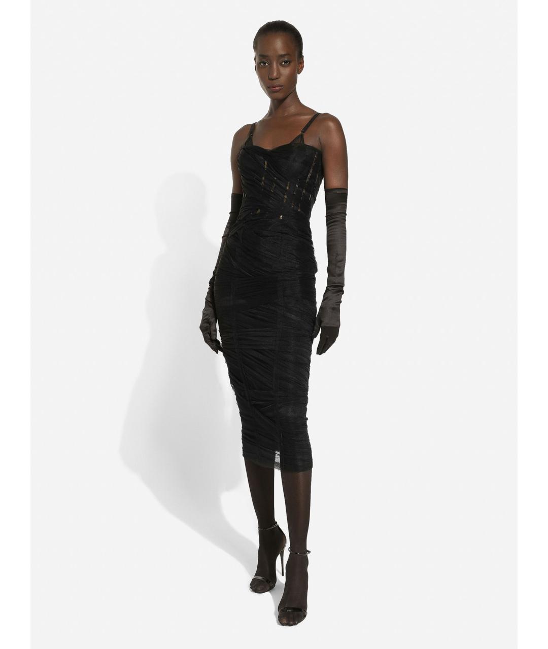 DOLCE&GABBANA Черное полиамидовое коктейльное платье, фото 2
