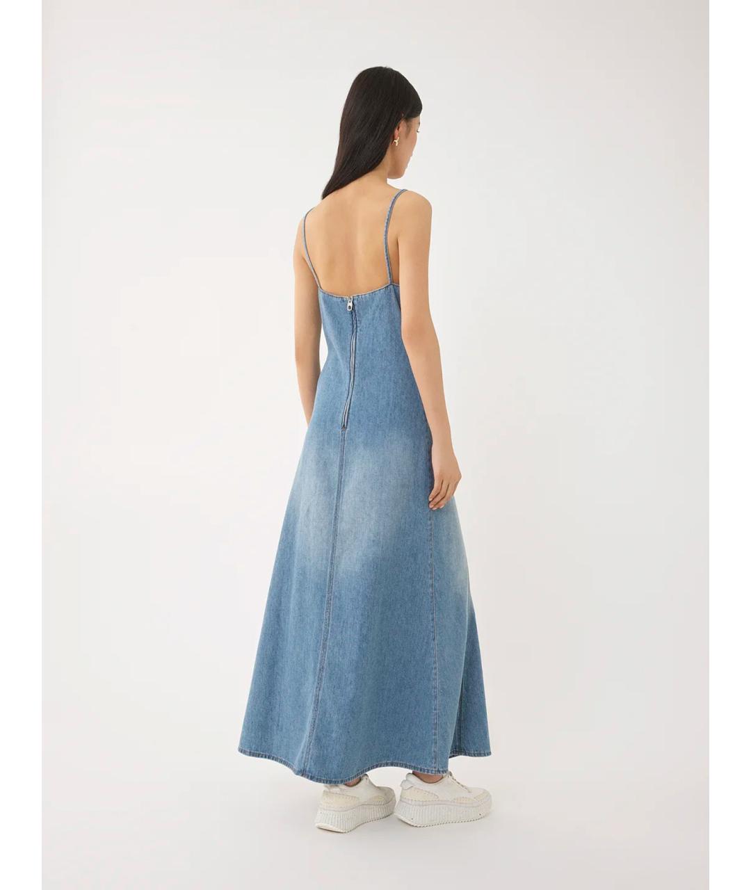 CHLOE Синее хлопковое повседневное платье, фото 4