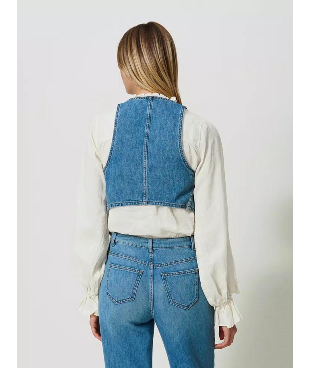 TWIN-SET Синий хлопковый жилет, фото 5