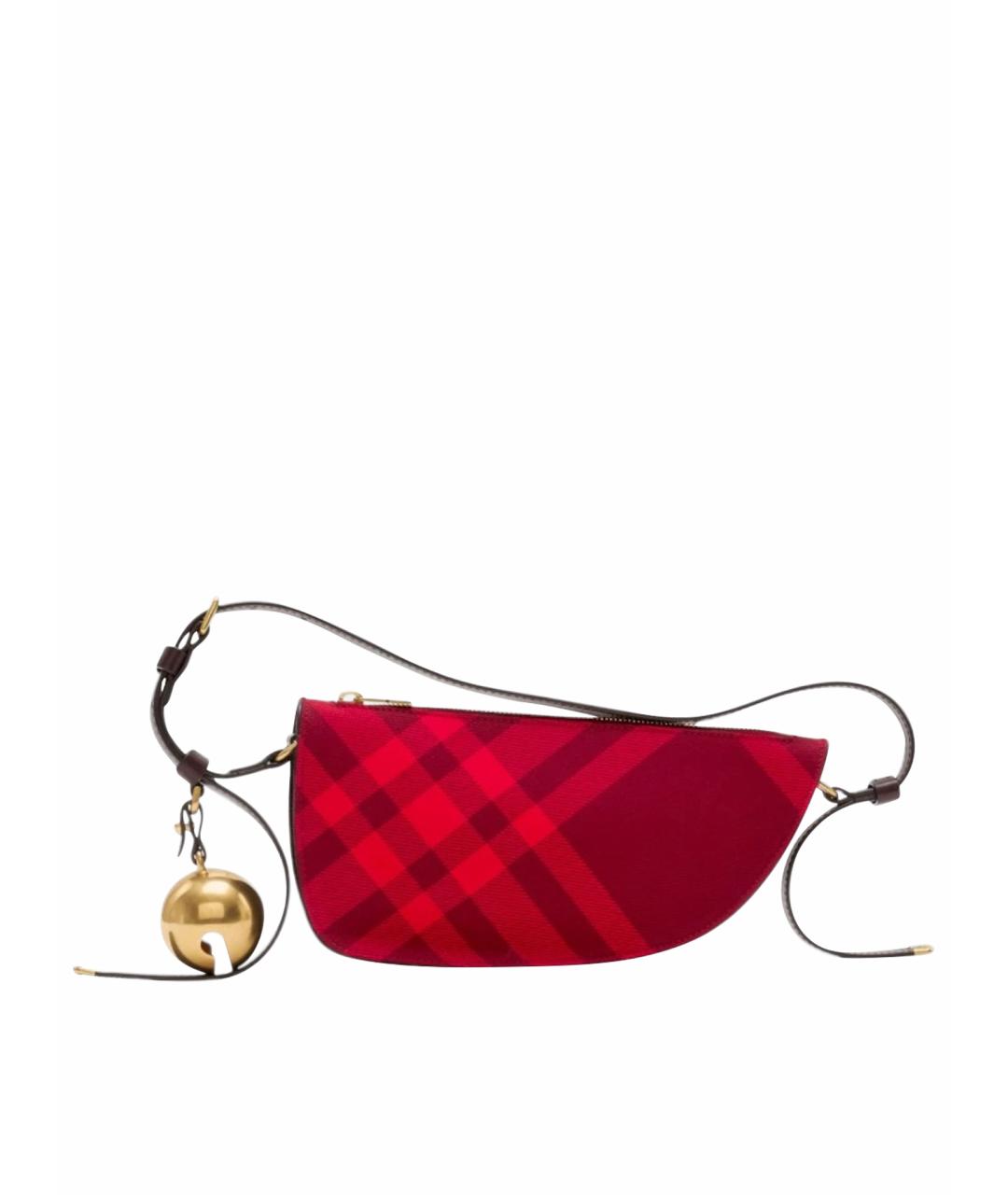 BURBERRY Красная тканевая сумка через плечо, фото 1