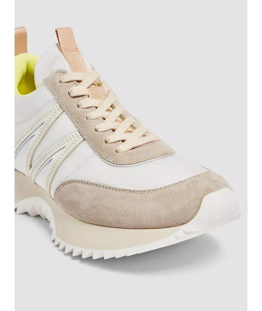 MONCLER Бежевые замшевые кроссовки, фото 3