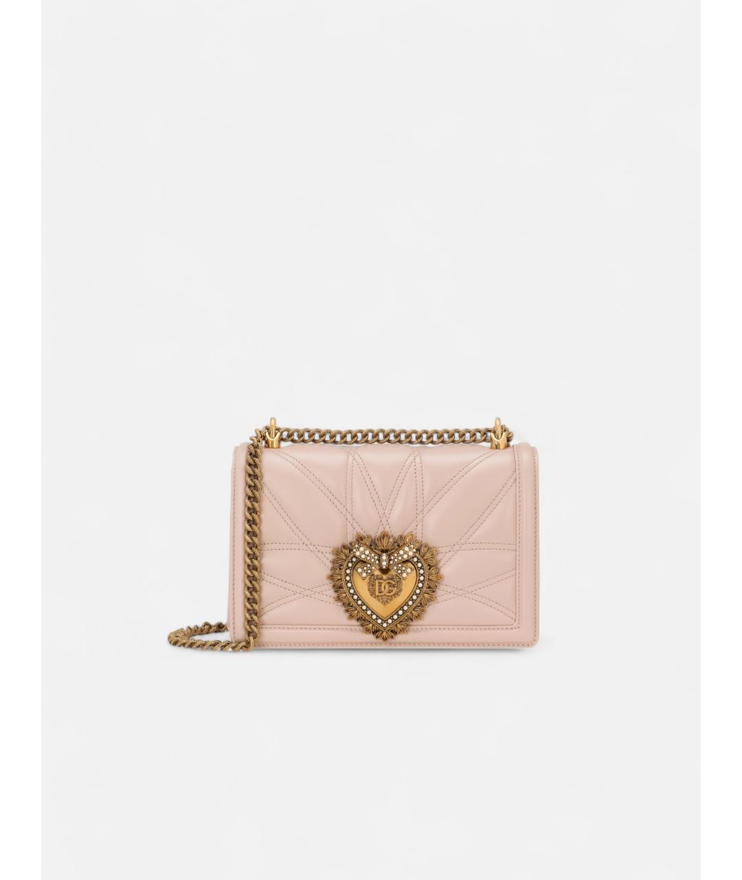 DOLCE&GABBANA Розовая кожаная сумка через плечо, фото 5