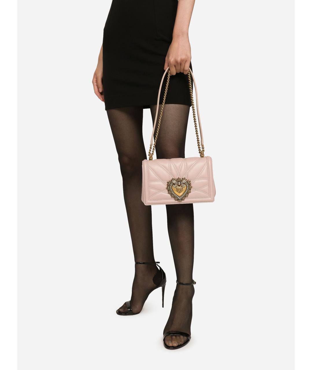 DOLCE&GABBANA Розовая кожаная сумка через плечо, фото 4