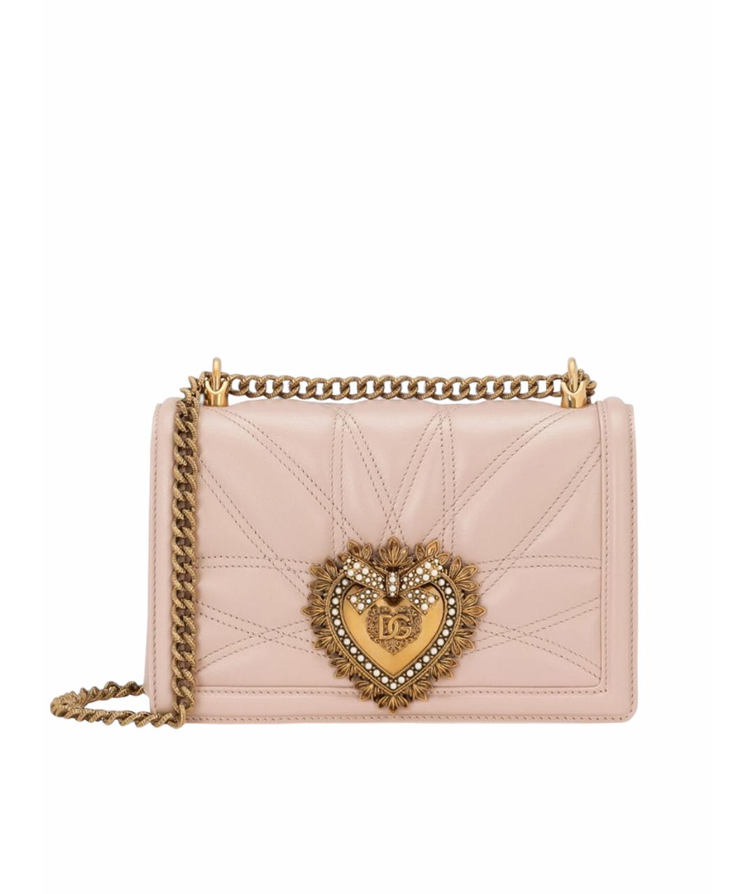 DOLCE&GABBANA Розовая кожаная сумка через плечо, фото 1