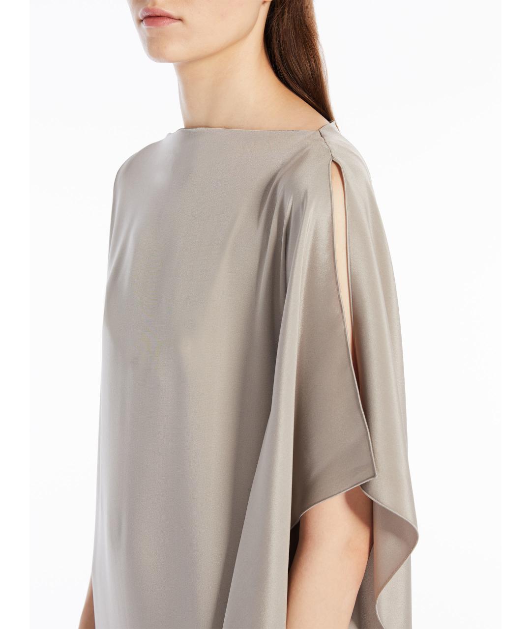 MAX MARA Бежевое шелковое повседневное платье, фото 4