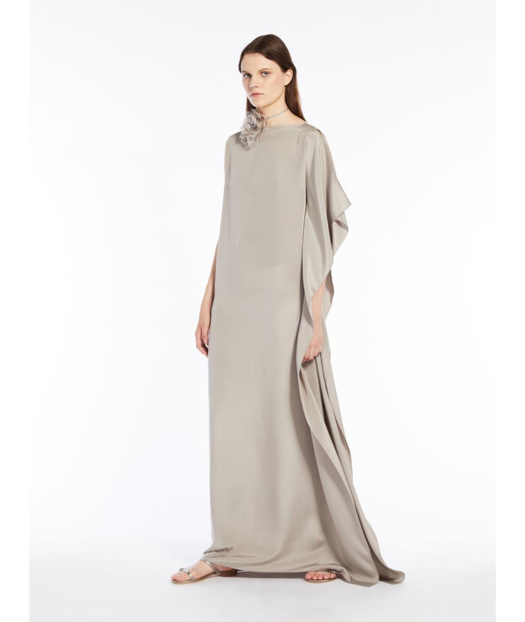 MAX MARA Бежевое шелковое повседневное платье, фото 3