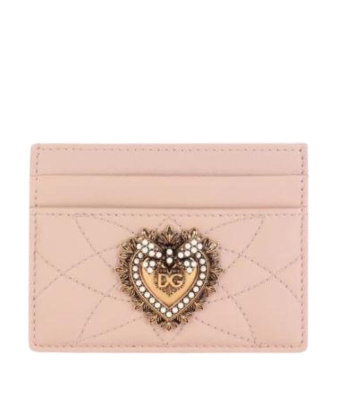 DOLCE&GABBANA Розовый кожаный кардхолдер, фото 1