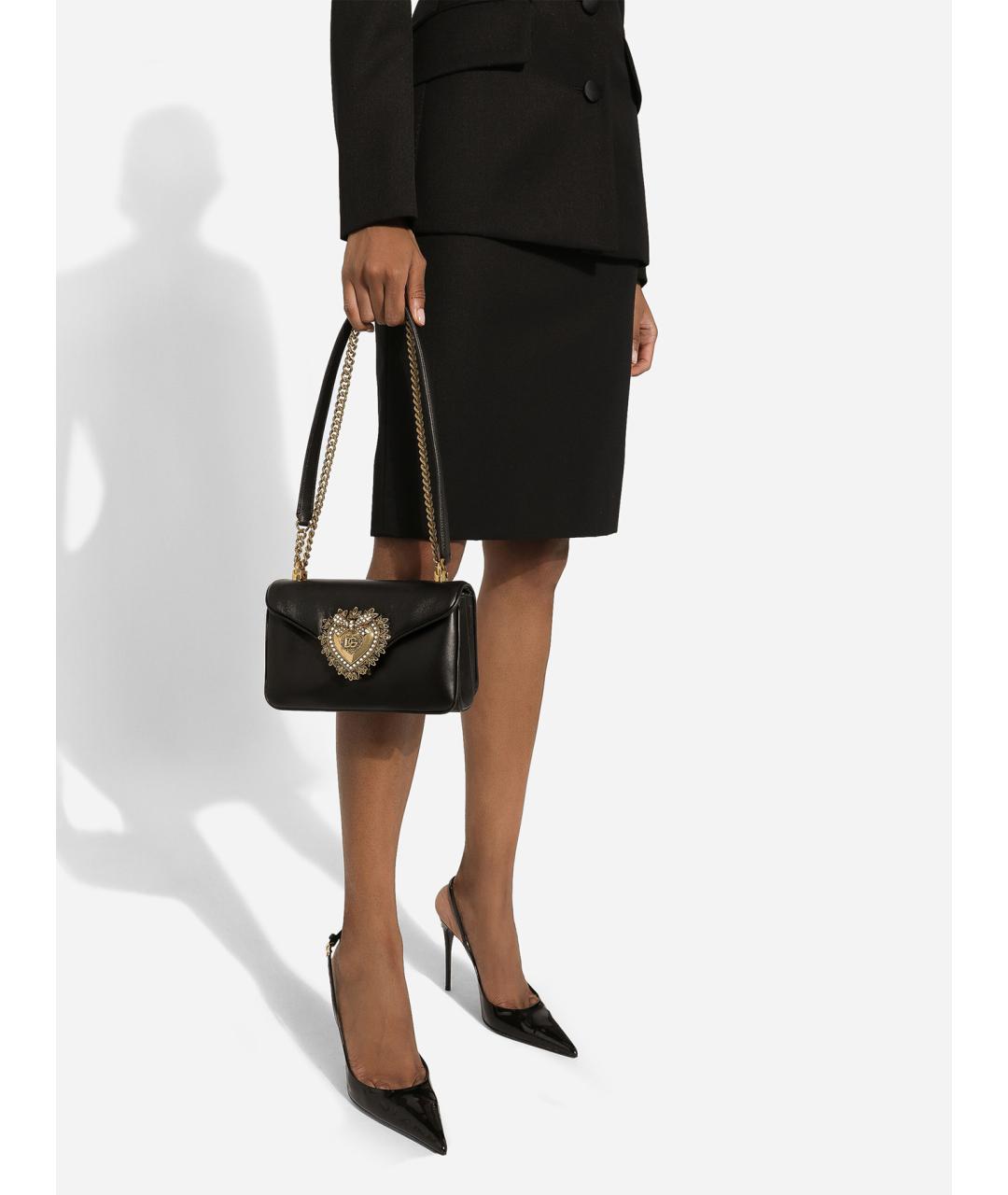 DOLCE&GABBANA Черная кожаная сумка через плечо, фото 3