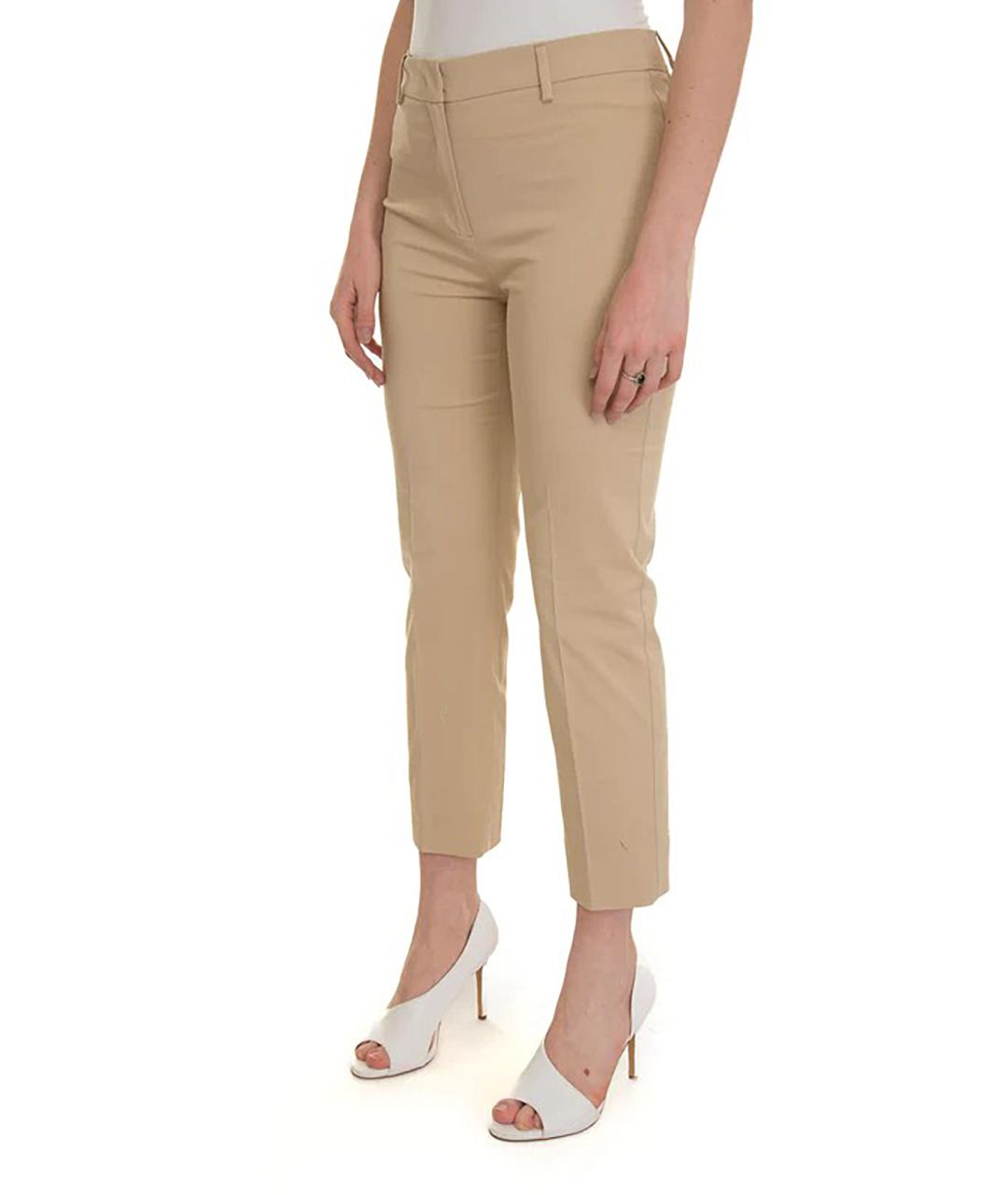 WEEKEND MAX MARA Бежевые хлопковые брюки узкие, фото 2