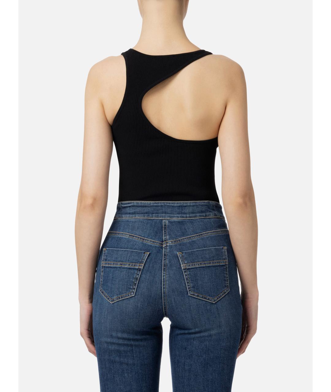 ELISABETTA FRANCHI Черная вискозная майка, фото 4