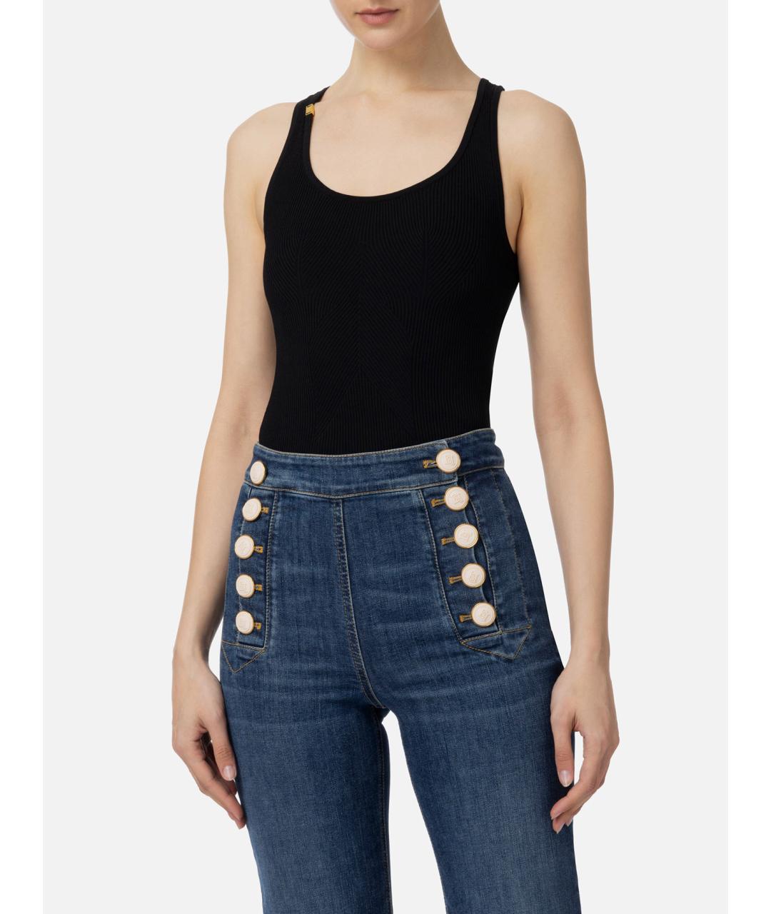 ELISABETTA FRANCHI Черная вискозная майка, фото 2