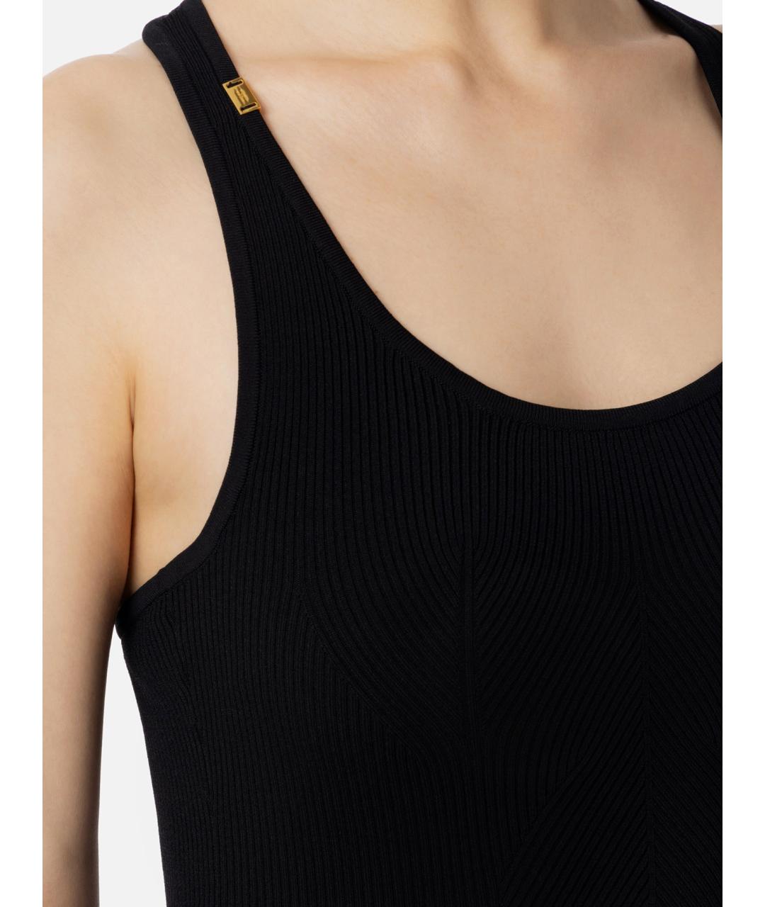 ELISABETTA FRANCHI Черная вискозная майка, фото 3