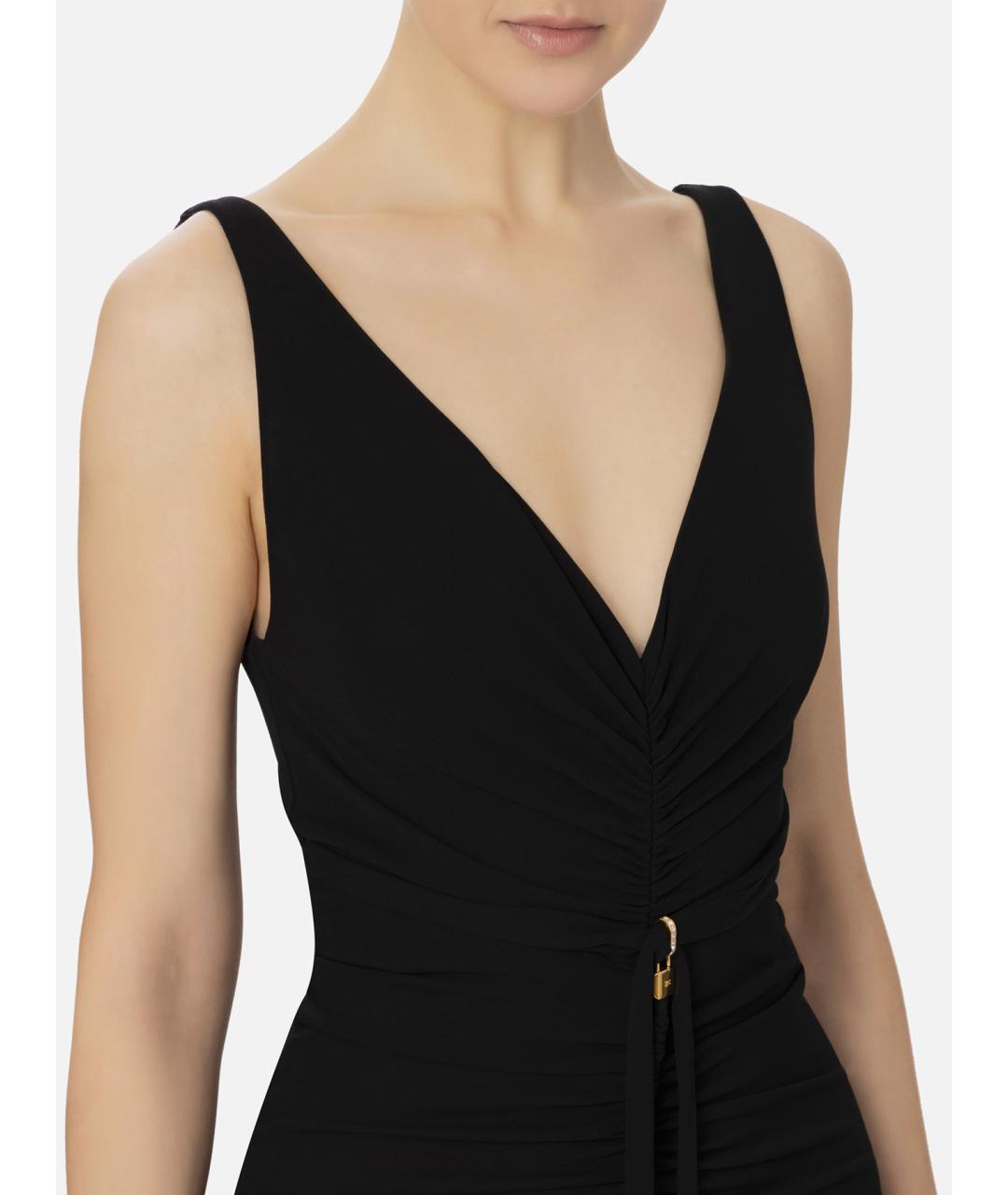 ELISABETTA FRANCHI Черное вискозное коктейльное платье, фото 2