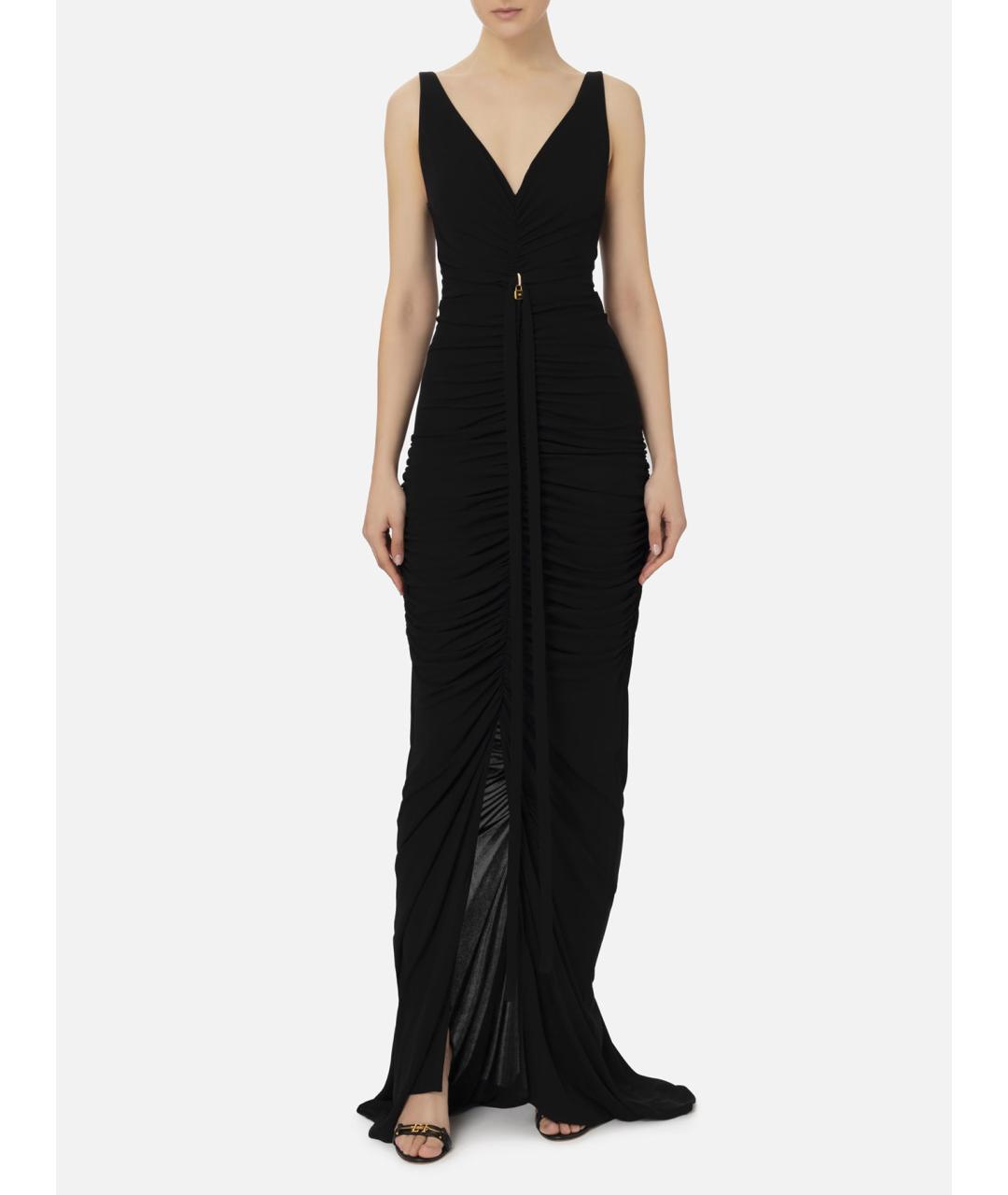 ELISABETTA FRANCHI Черное вискозное коктейльное платье, фото 4