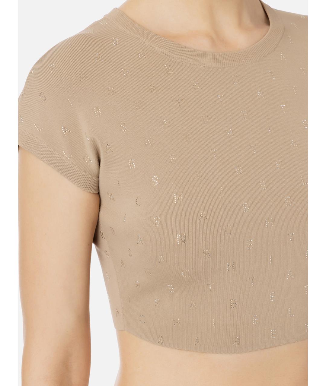 ELISABETTA FRANCHI Бежевый вискозный джемпер / свитер, фото 2