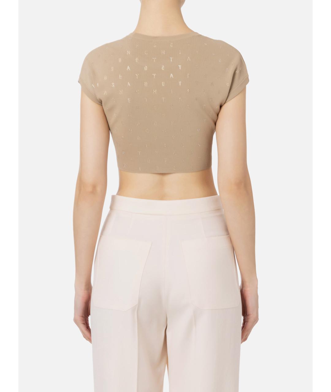 ELISABETTA FRANCHI Бежевый вискозный джемпер / свитер, фото 3