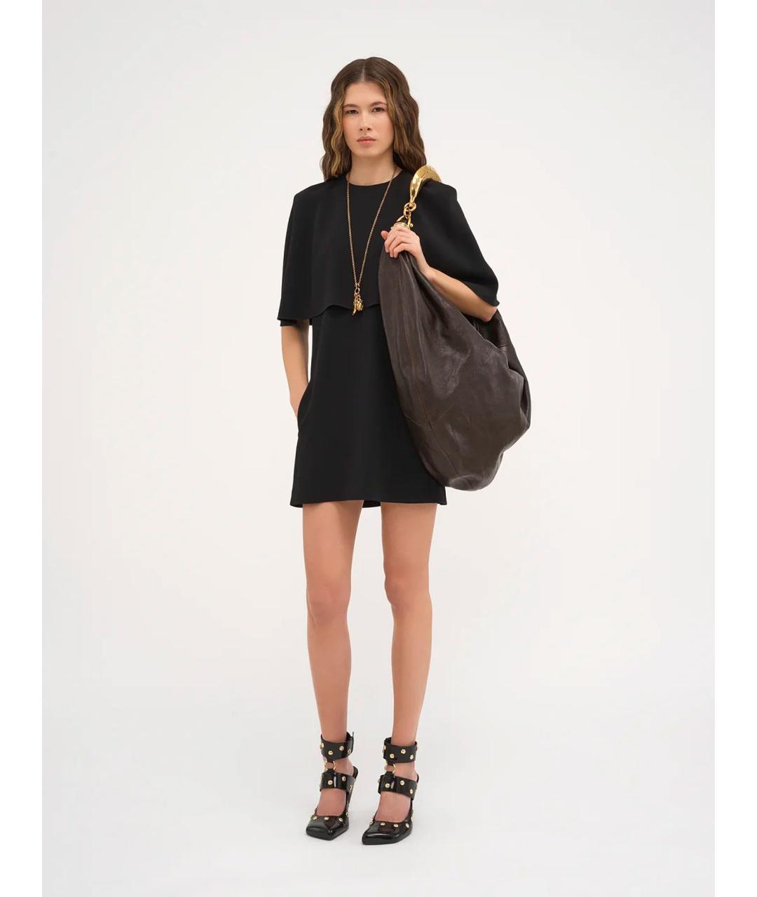 CHLOE Черное ацетатное повседневное платье, фото 3