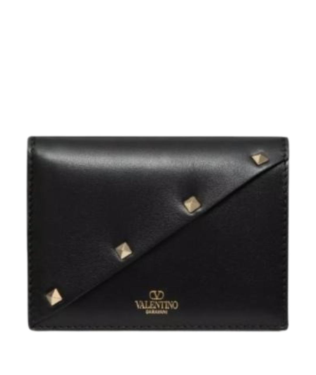 VALENTINO Черный кожаный кошелек, фото 1