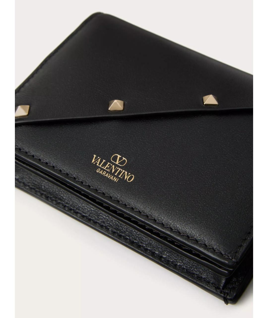 VALENTINO Черный кожаный кошелек, фото 2