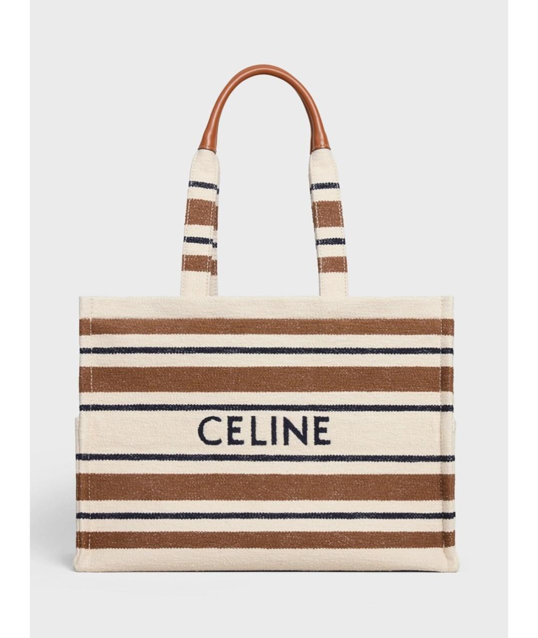 CELINE Бежевая тканевая сумка тоут, фото 4