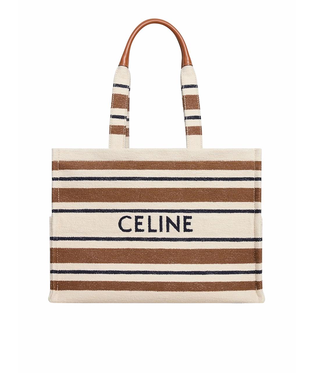 CELINE Бежевая тканевая сумка тоут, фото 1