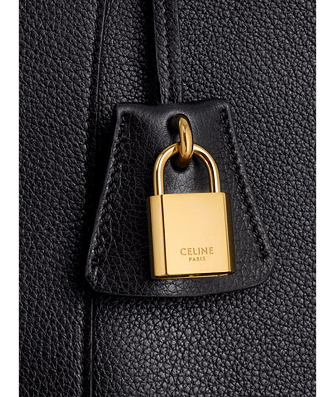 CELINE Черная кожаная сумка тоут, фото 3
