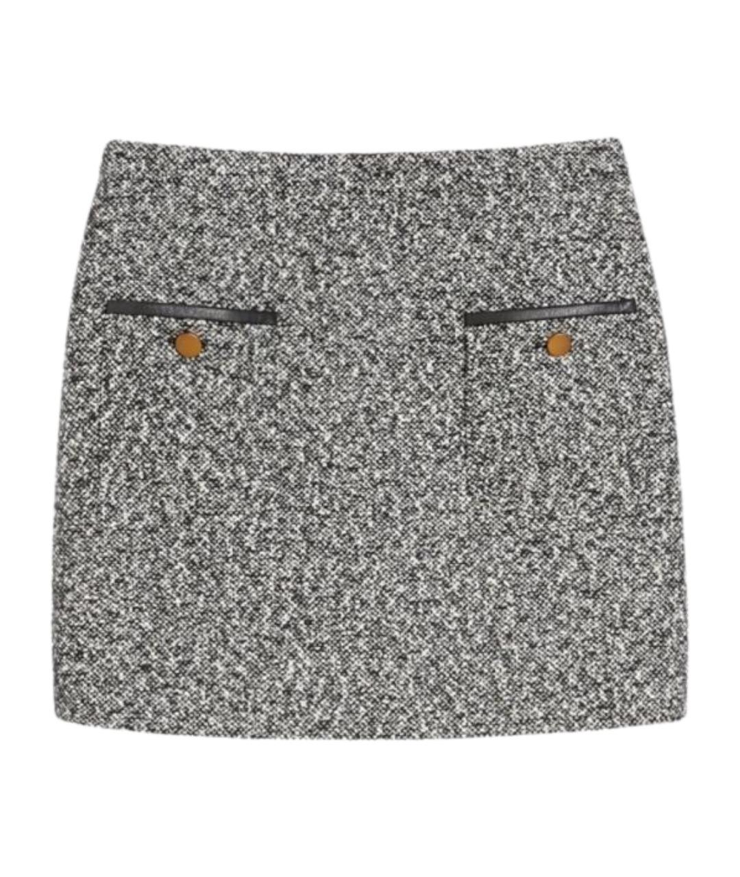 MAX MARA Серая шерстяная юбка мини, фото 1