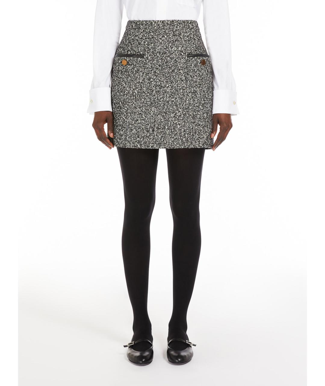 MAX MARA Серая шерстяная юбка мини, фото 3